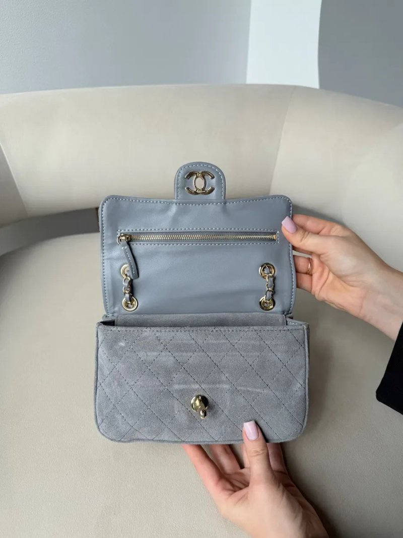 Сумка Chanel Mini Flap Bag замшева сіра — фото 4