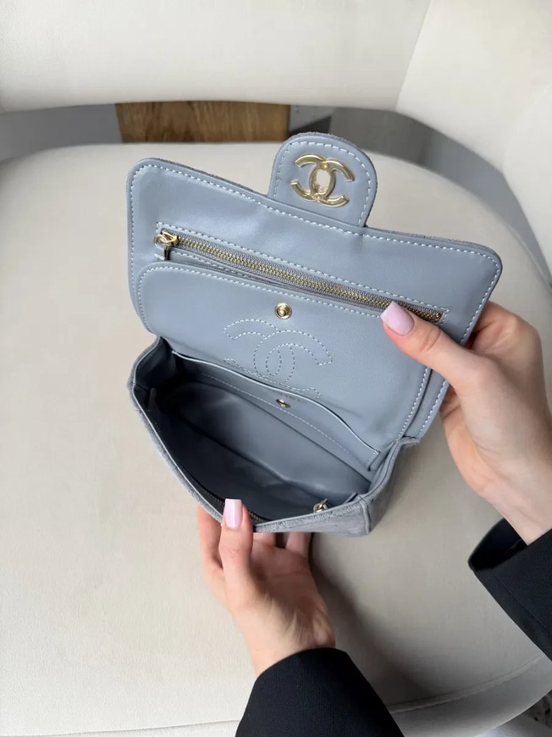Сумка Chanel Mini Flap Bag замшева сіра — фото 5