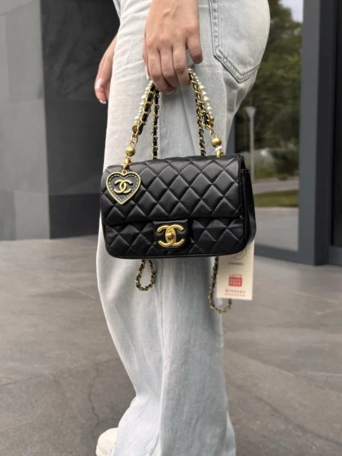 Сумка Chanel з перлинами чорна
