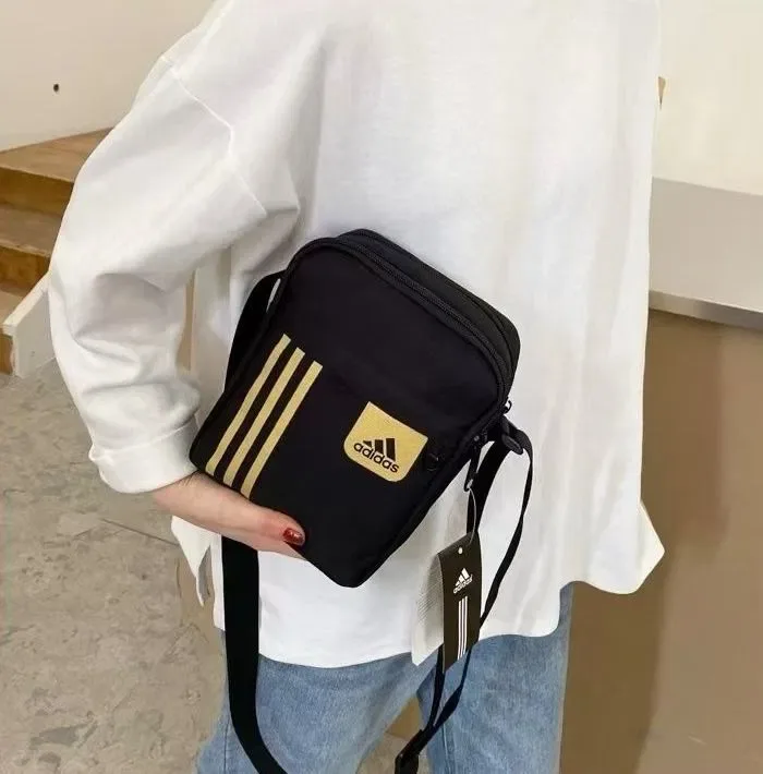 Сумка через плече Adidas. Месенджер Adidas у 3-ох кольорах: Чорно-Білий, Сірий, Золотий. — фото 5