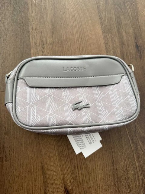 Сумка через плече Lacoste Monogram сіра, чоловіча сумка кросбоді Lacoste, стильна через плече