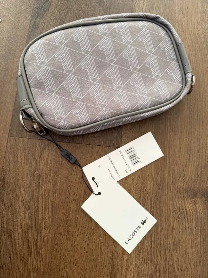 Сумка через плече Lacoste Monogram сіра, чоловіча сумка кросбоді Lacoste, стильна через плече — фото 2