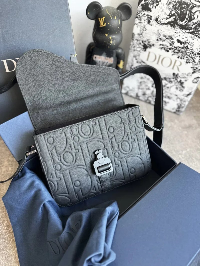 Сумка чоловіча чорна Christian Dior Saddle натуральна шкіра диор — фото 4