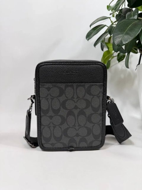 Сумка Coach чоловіча через плече | Барсетка месенджер Coach чорна | Сумка через плече Коач чорна чоловіча / Барсетка Коач