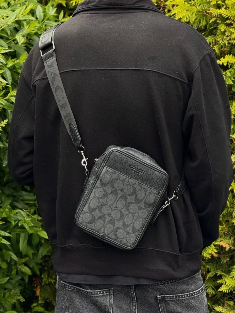 Сумка Coach мужская барсетка Коач черная кожная месенджер Коуч барсетка чоловіча | Барсетка шкіряна Коуч чорна месенджер сумка кожная Coach New York — фото 4