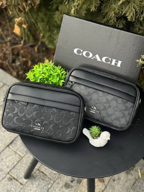 Сумка Coach мужская черная сумка Коач черная Коуч шкіряна чорна сіра | Месенджер чорний Коач чоловічий барсетка Coach кожаная сумка через плечо Коуч