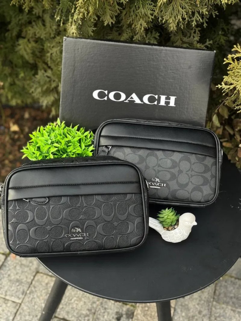 Сумка Coach мужская черная сумка Коач черная Коуч шкіряна чорна сіра | Месенджер чорний Коач чоловічий барсетка Coach кожаная сумка через плечо Коуч — фото 2