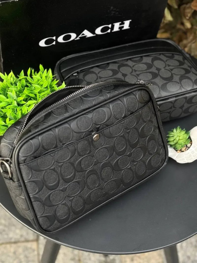 Сумка Coach мужская черная сумка Коач черная Коуч шкіряна чорна сіра | Месенджер чорний Коач чоловічий барсетка Coach кожаная сумка через плечо Коуч — фото 5
