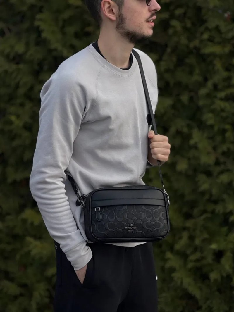Сумка Coach мужская черная сумка Коач черная Коуч шкіряна чорна сіра | Месенджер чорний Коач чоловічий барсетка Coach кожаная сумка через плечо Коуч — фото 8