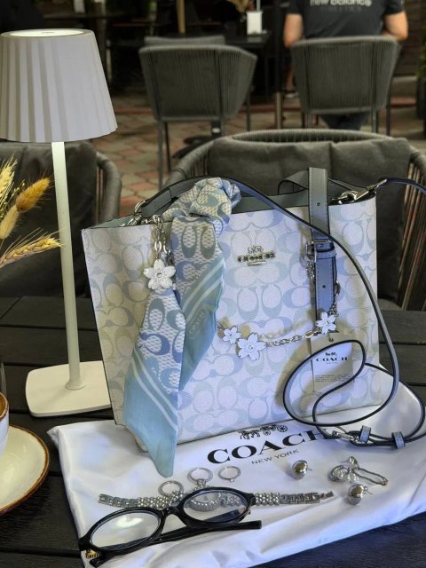 Сумка Coach / сумочка коач коуч блакитна біла