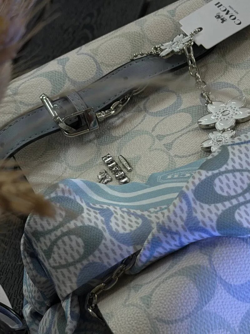 Сумка Coach / сумочка коач коуч блакитна біла — фото 2