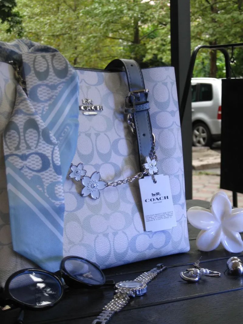 Сумка Coach / сумочка коач коуч блакитна біла — фото 8