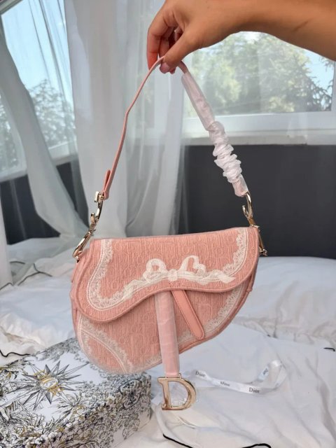 Сумка Dior Saddle Bag Toile de Jouy Pink