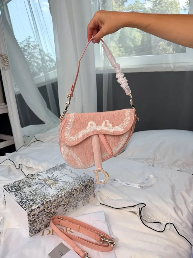 Сумка Dior Saddle Bag Toile de Jouy Pink — фото 2