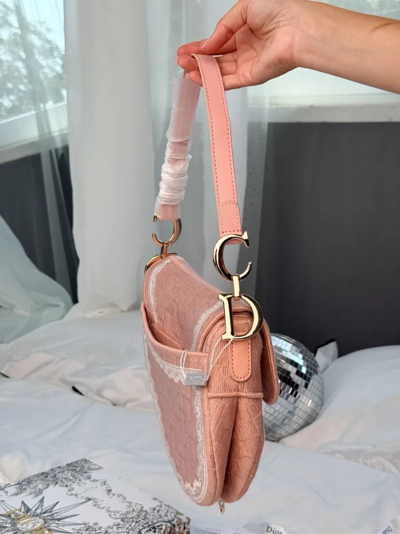 Сумка Dior Saddle Bag Toile de Jouy Pink — фото 4