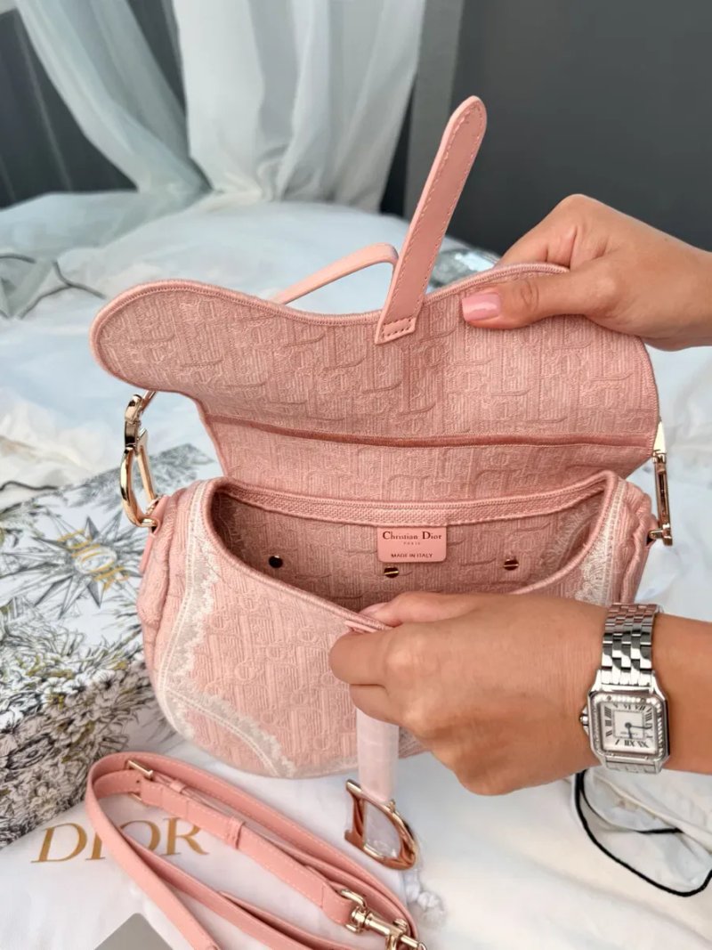 Сумка Dior Saddle Bag Toile de Jouy Pink — фото 7