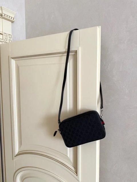 Сумка Gucci Оригинал Через Плечо l Gucci GG Supreme Canvas Camera Bag Black l Мужская Сумка Gucci l Gucci Оригинал