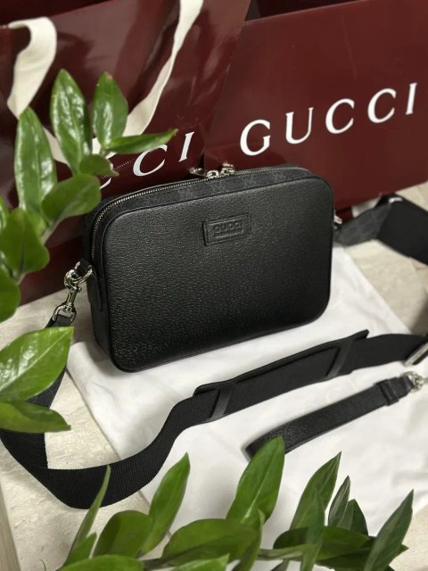 Сумка гучі гуччи gucci чоловіча мужская чорна шкіряна