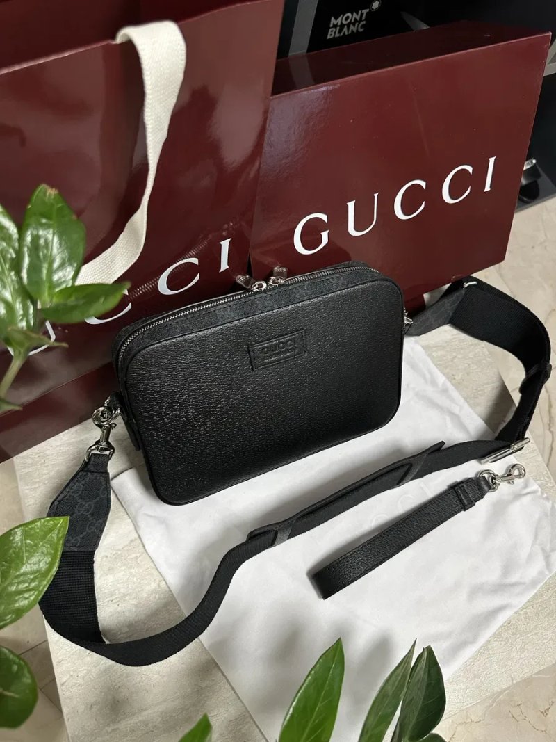 Сумка гучі гуччи gucci чоловіча мужская чорна шкіряна — фото 2