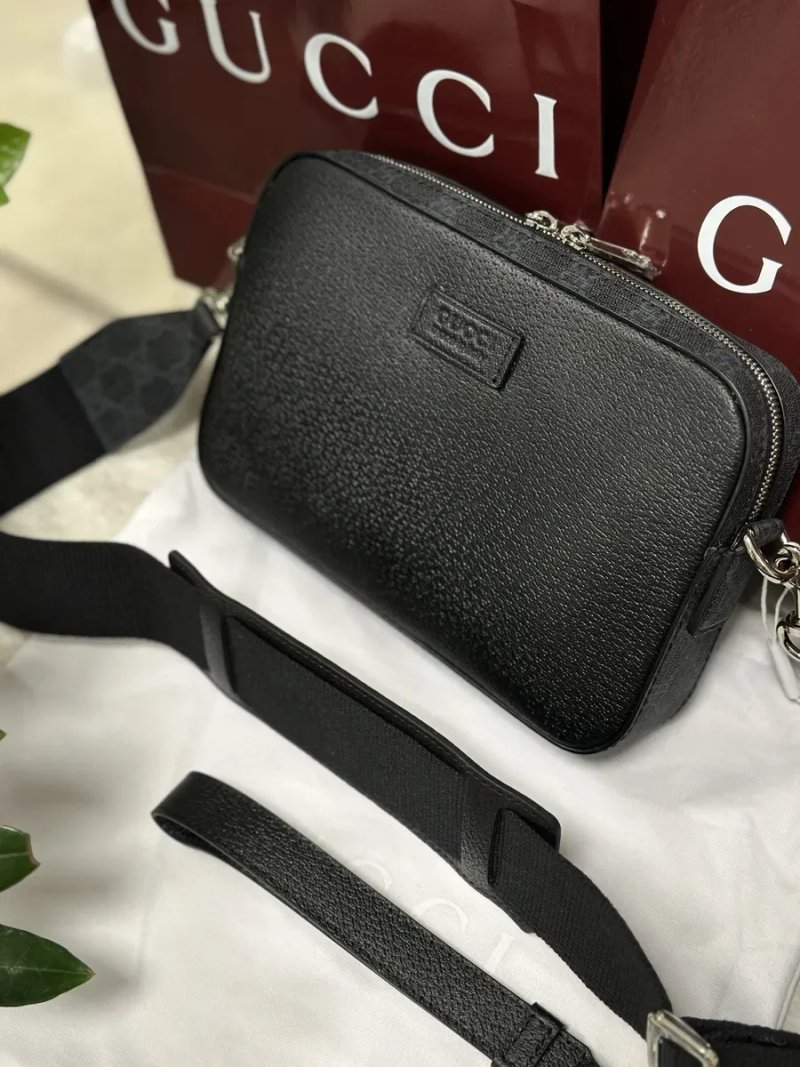 Сумка гучі гуччи gucci чоловіча мужская чорна шкіряна — фото 6