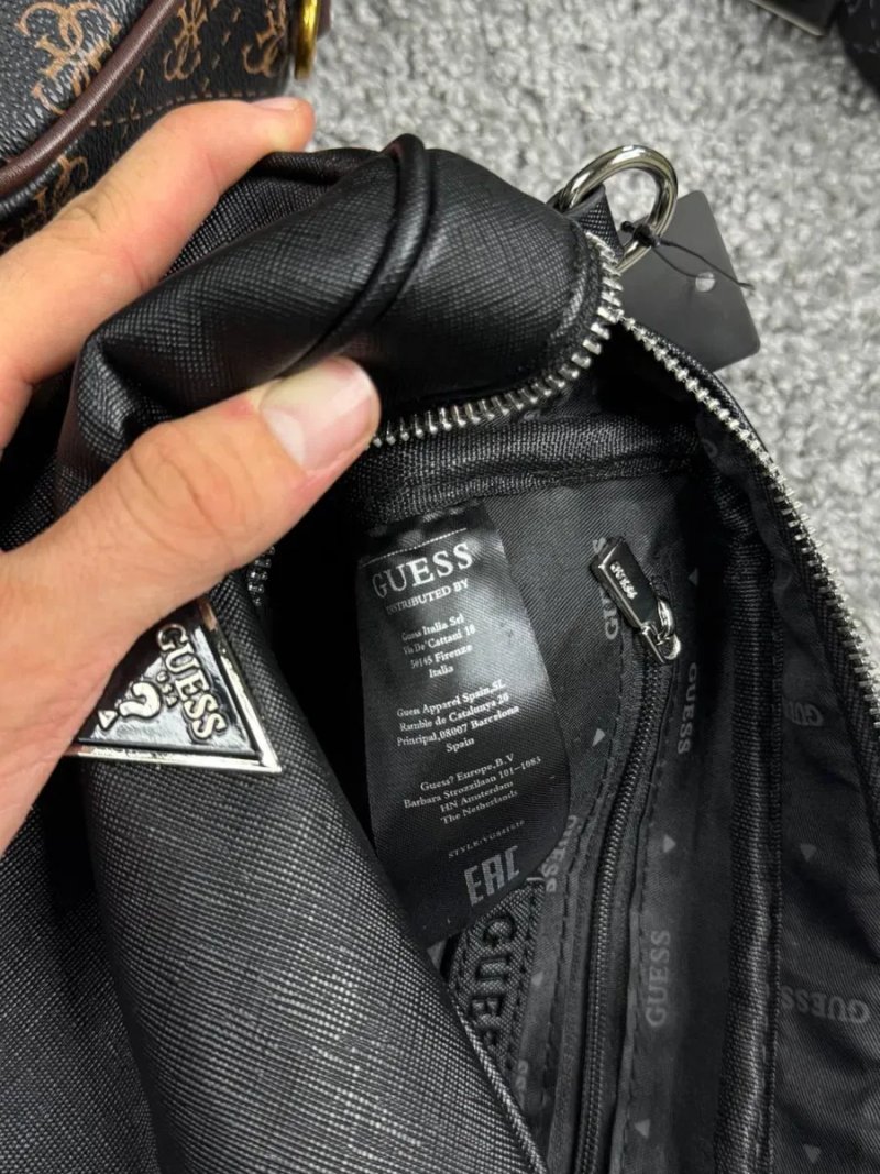 Сумка Guess через плече чоловіча жіноча екошкіра чорна/сіра/коричнева  | чоловіча сумка Геес — фото 7