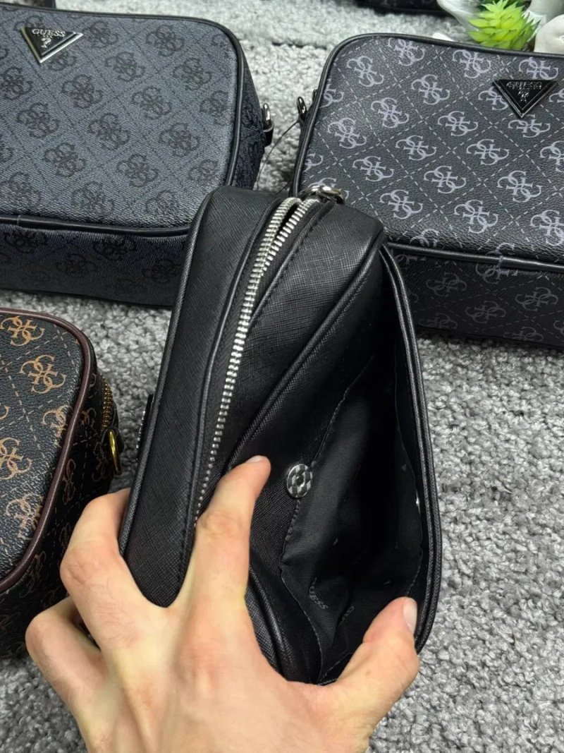 Сумка Guess Vezzola Smart чоловіча шкіряна барсетка Гесс Везола Смарт шкіряна барсетка коричнева | Сумка Гуес черная мужская кожаная барсетка Guess — фото 3