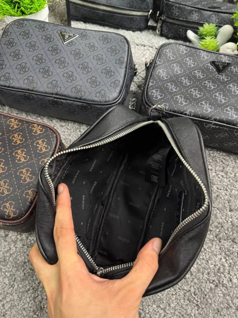 Сумка Guess Vezzola Smart чоловіча шкіряна барсетка Гесс Везола Смарт шкіряна барсетка коричнева | Сумка Гуес черная мужская кожаная барсетка Guess — фото 5