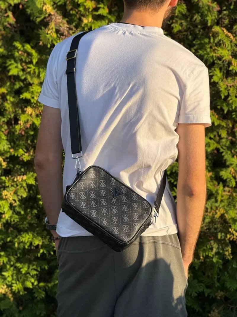 Сумка Guess Vezzola Smart чоловіча шкіряна барсетка Гесс Везола Смарт шкіряна барсетка коричнева | Сумка Гуес черная мужская кожаная барсетка Guess — фото 7