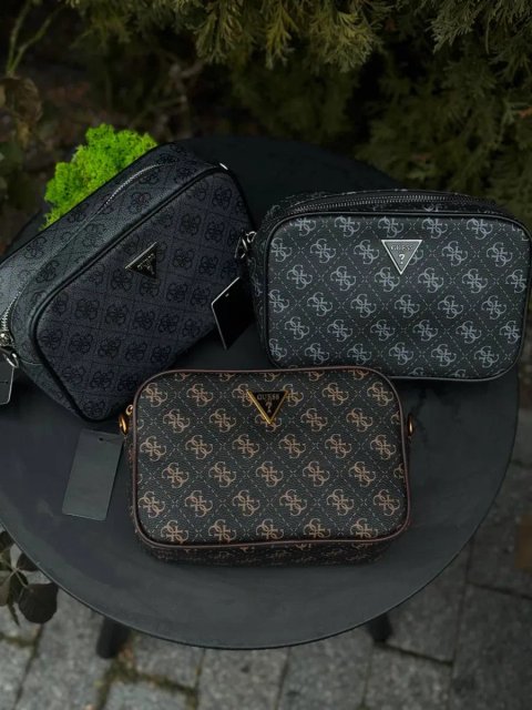 Сумка Guess Vezzola Smart чоловіча шкіряна чорна барсетка Гесс