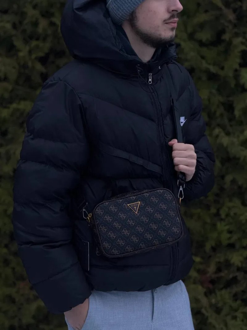 Сумка Guess Vezzola Smart чоловіча шкіряна чорна барсетка Гесс — фото 7