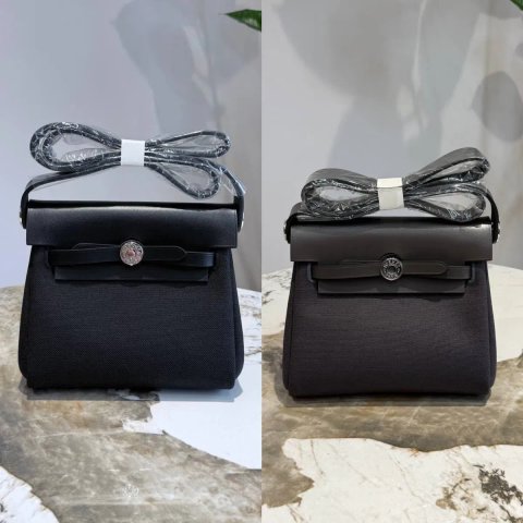 Сумка Hermes Herbag Mini чорна, графітова люкс