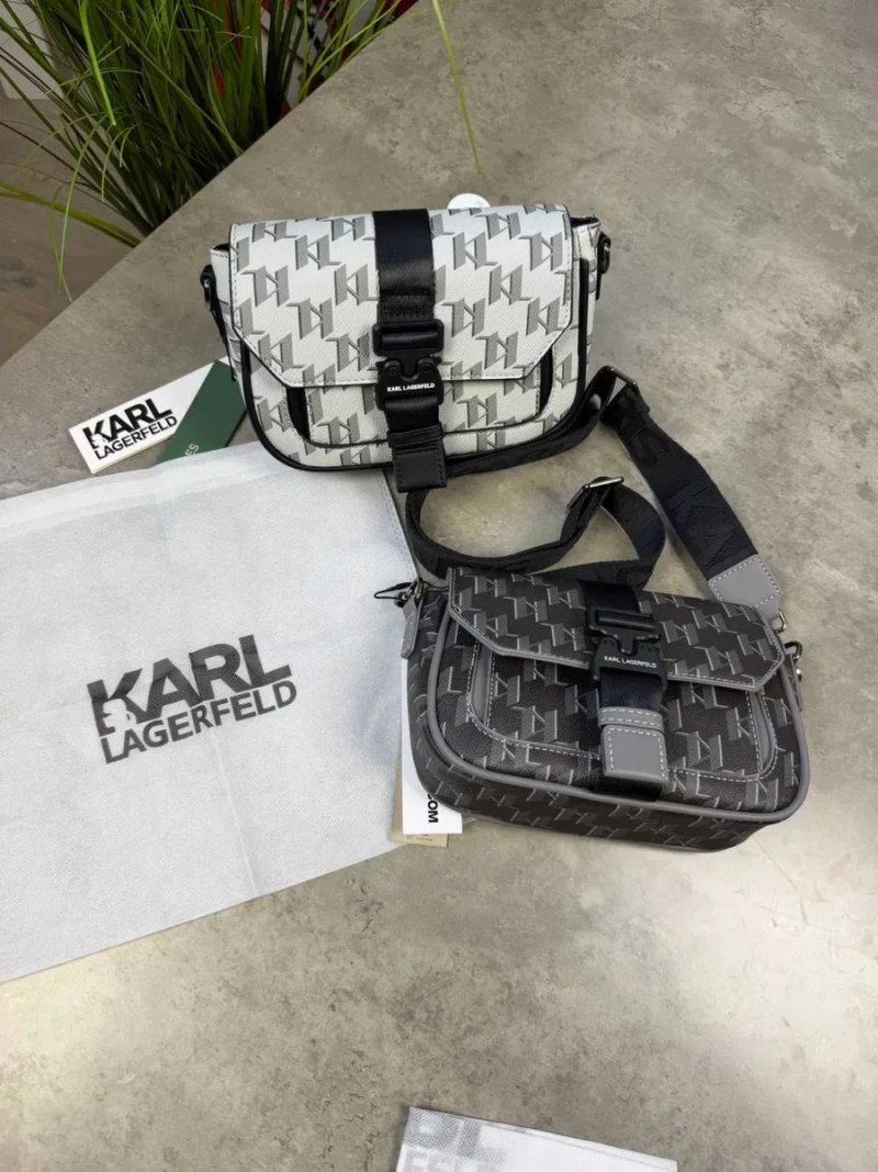 Сумка Karl Lagerfeld через плече | Кросбоді чоловіча жіноча | Сумка Карл Легеферд чорна/біла — фото 4