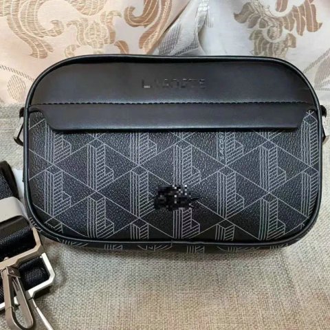 Сумка Lacoste барсетка Лакоста бананка монограма чорна через плече чоловіча сумка лакоста reporter bag
