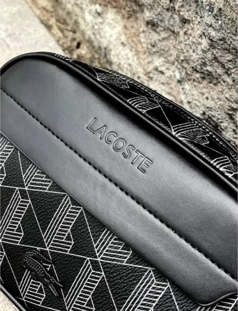 Сумка Lacoste барсетка Лакоста бананка монограма чорна через плече чоловіча сумка лакоста reporter bag — фото 7