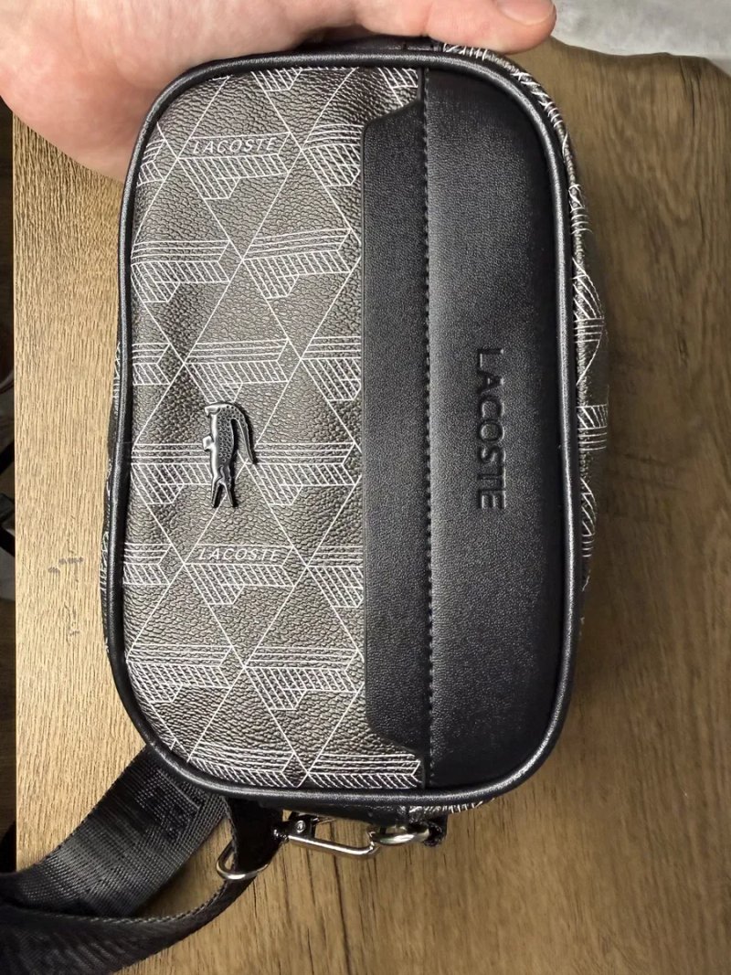 Сумка Lacoste барсетка Лакоста бананка монограма чорна через плече чоловіча сумка лакоста reporter bag — фото 8