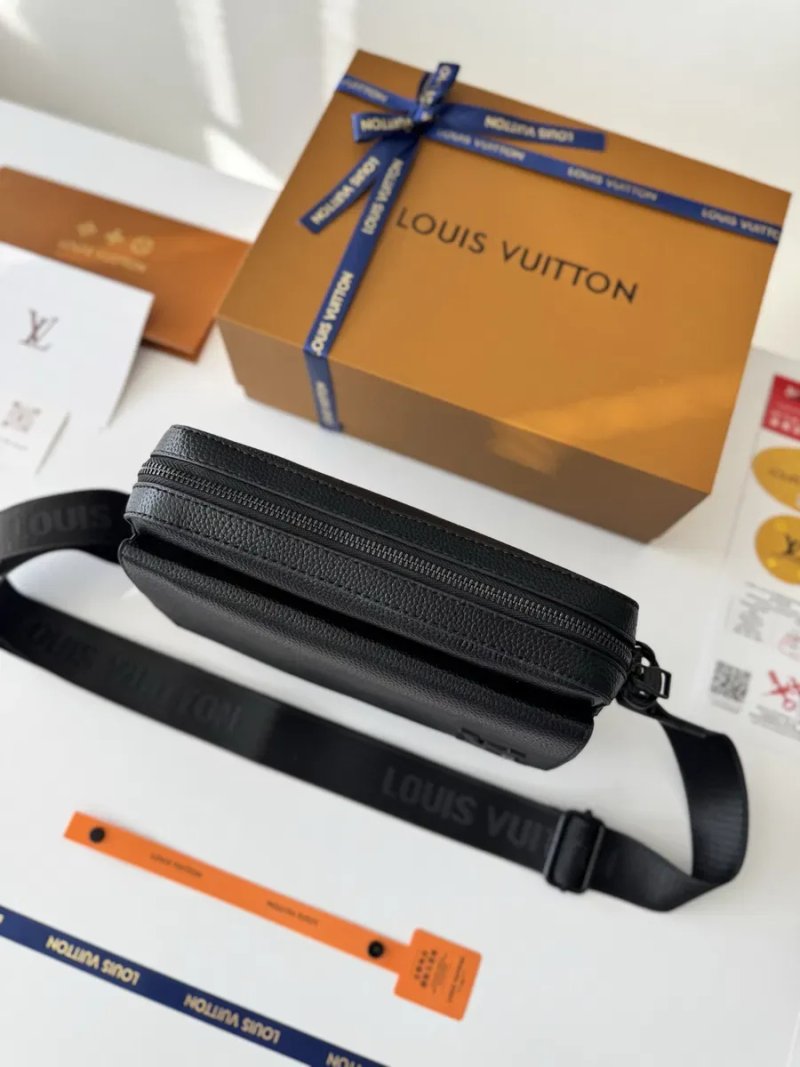Сумка Louis Vuitton Fastline, чоловіча чорна шкіряна сумка, месенджер через плече, фастлайн луі вітон — фото 3