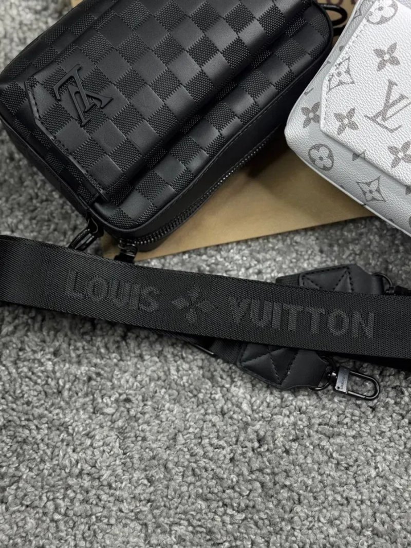 Сумка Louis Vuitton мужская черная сумка через плечо Луи Витон барсетка LV кожаная месенджер ЛВ белый | Сумка чоловіча шкіряна Луї Вітон чорна LV — фото 3