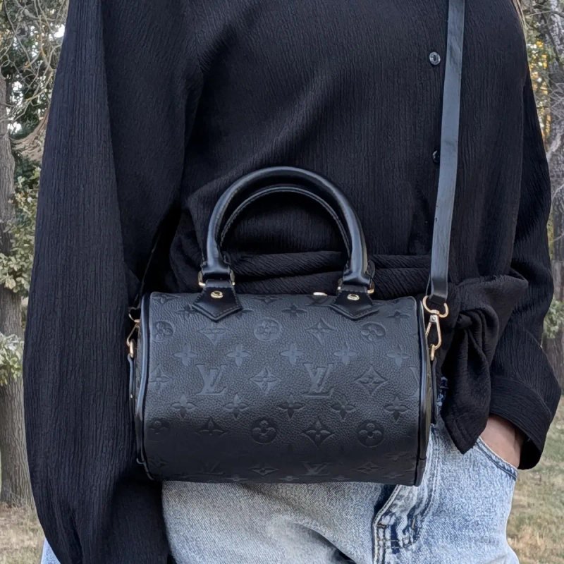 Сумка Louis Vuitton Nano Speedy (Чорна / Monogram Empreinte) / луі вітон — фото 3