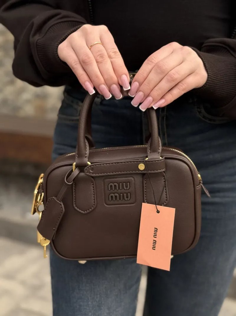 Сумка miu miu Arcadie leather bag коричнева шкіряна — фото 2