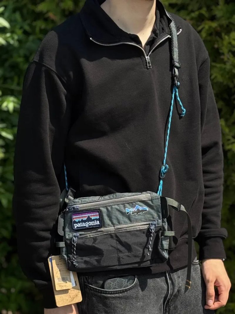 Сумка Patagonia GORE-TEX чоловіча барсетка Патагонія Нейлонова барсетка | Месенджер через плече Патагонія чорний нейлоновий сумка Patagonia сіра чорна — фото 2