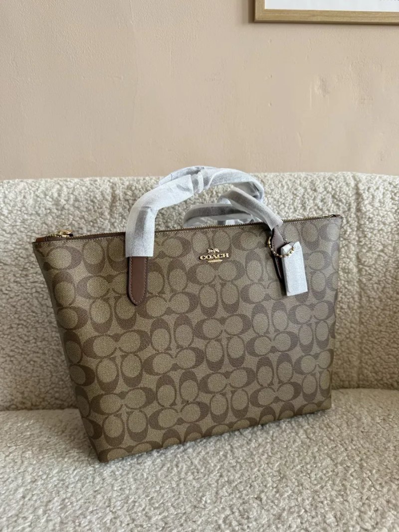 Сумка шопер Coach Zip Tote бежева/коричнева — фото 2