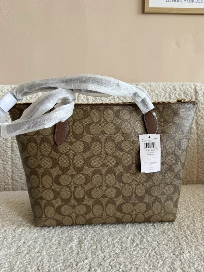 Сумка шопер Coach Zip Tote бежева/коричнева — фото 4