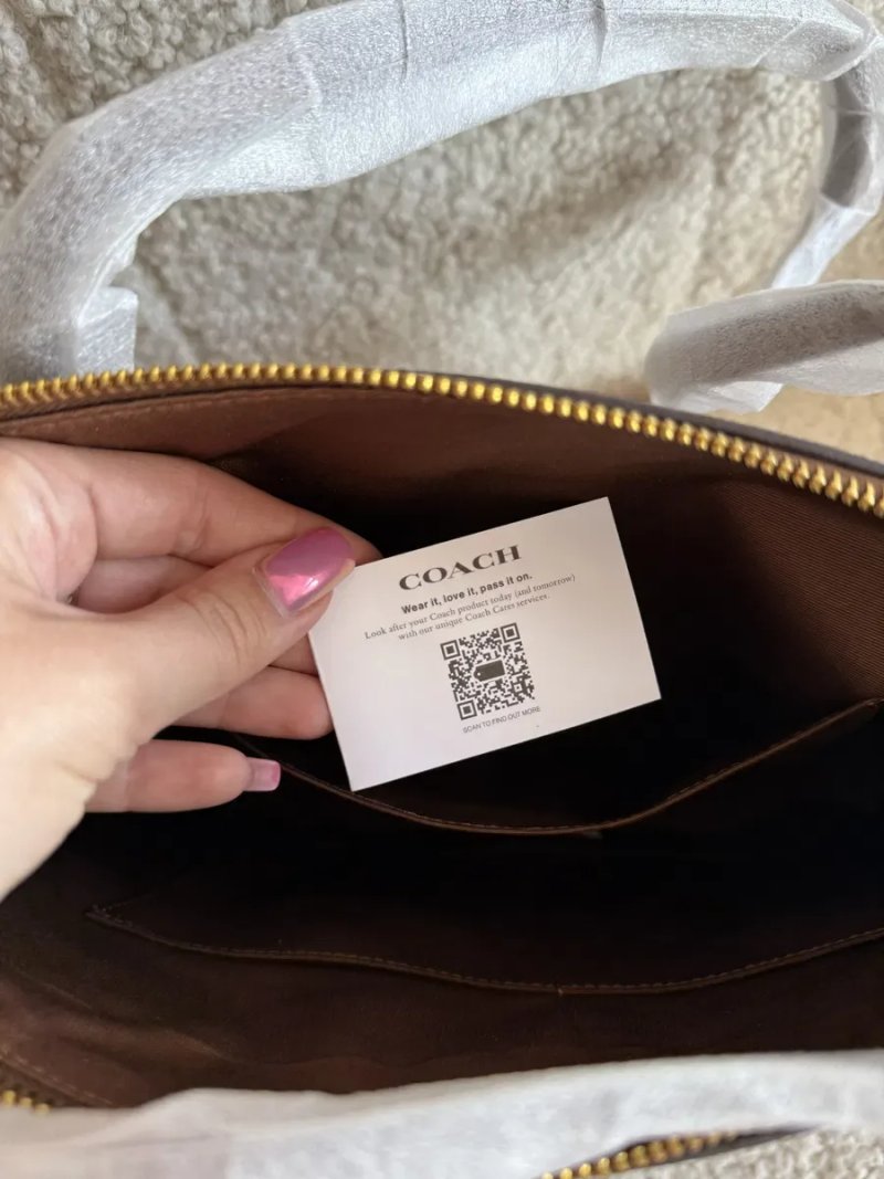 Сумка шопер Coach Zip Tote бежева/коричнева — фото 7