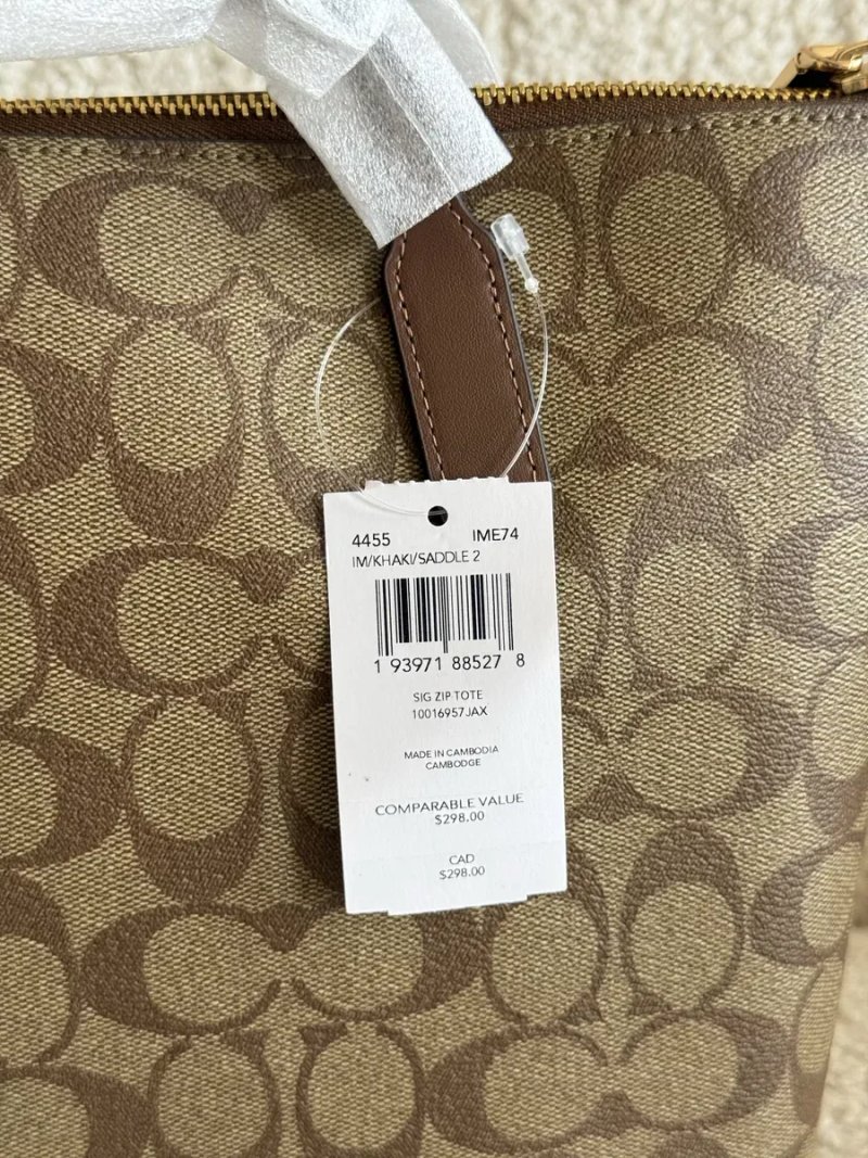 Сумка шопер Coach Zip Tote бежева/коричнева — фото 8