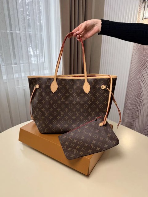 Сумка шопер Louis Vuitton Neverfull, шкіряна сумка шоппер луі вітон, неверфул