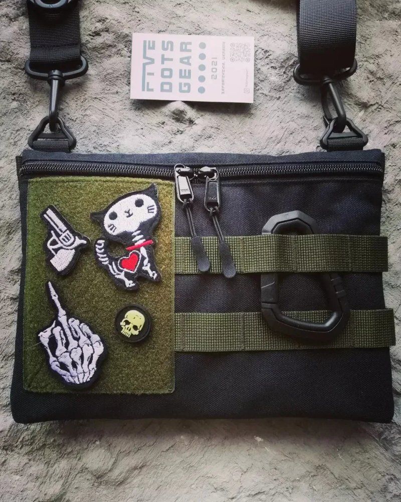 Сумка слінг cordura з липучкою velcro для патчів шевронів наліпок панелью полем на плечо крос-боди слинг бег жіноча унісекс в школу учебу університет — фото 2