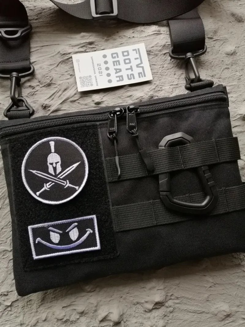 Сумка слінг cordura з липучкою velcro для патчів шевронів наліпок панелью полем на плечо крос-боди слинг бег жіноча унісекс в школу учебу університет — фото 3