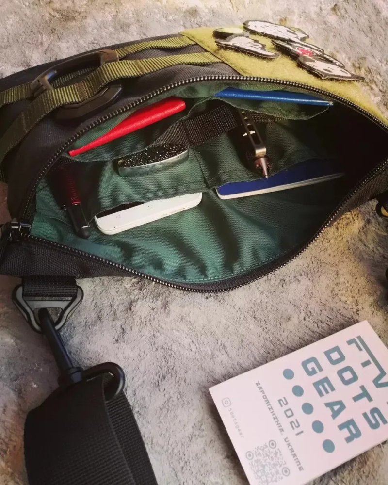 Сумка слінг cordura з липучкою velcro для патчів шевронів наліпок панелью полем на плечо крос-боди слинг бег жіноча унісекс в школу учебу університет — фото 5