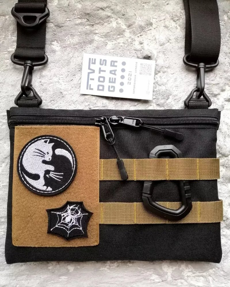 Сумка слінг cordura з липучкою velcro для патчів шевронів наліпок панелью полем на плечо крос-боди слинг бег жіноча унісекс в школу учебу університет — фото 8