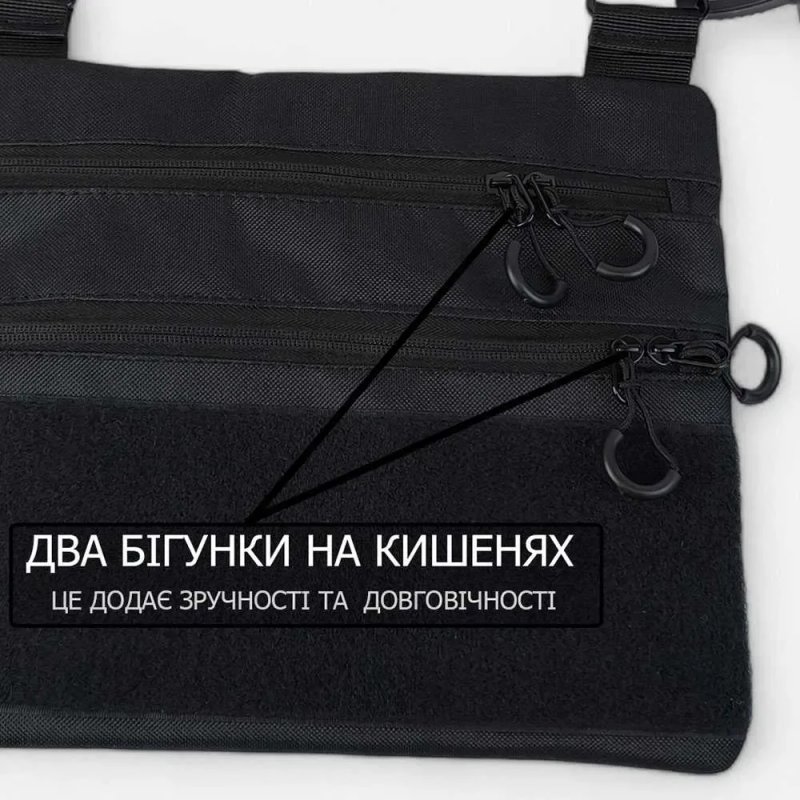Сумка тактична чорна. Тактическая сумка черная. Патч панель. Кобура — фото 5